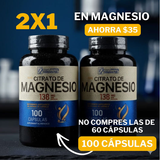 2X1 EN CITRATO DE MAGNESIO 100 CÁPSULAS - ¿Te sientes hinchad@, cansad@ o sin energía aunque comas normal?