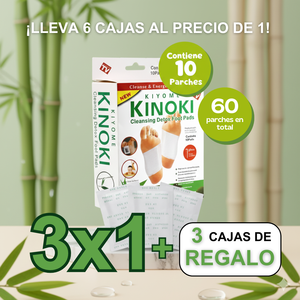 KINOKI PARCHES 3x1 y 3 cajas más de Regalo. ¡LLEVA 60 PARCHES Y DESINTOXICA TU CUERPO!